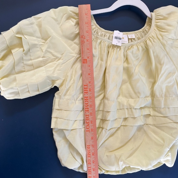 Yellow Loose Billowy Fit Elastic Hems Short-sleeve Blouse - Picture 7 of 8